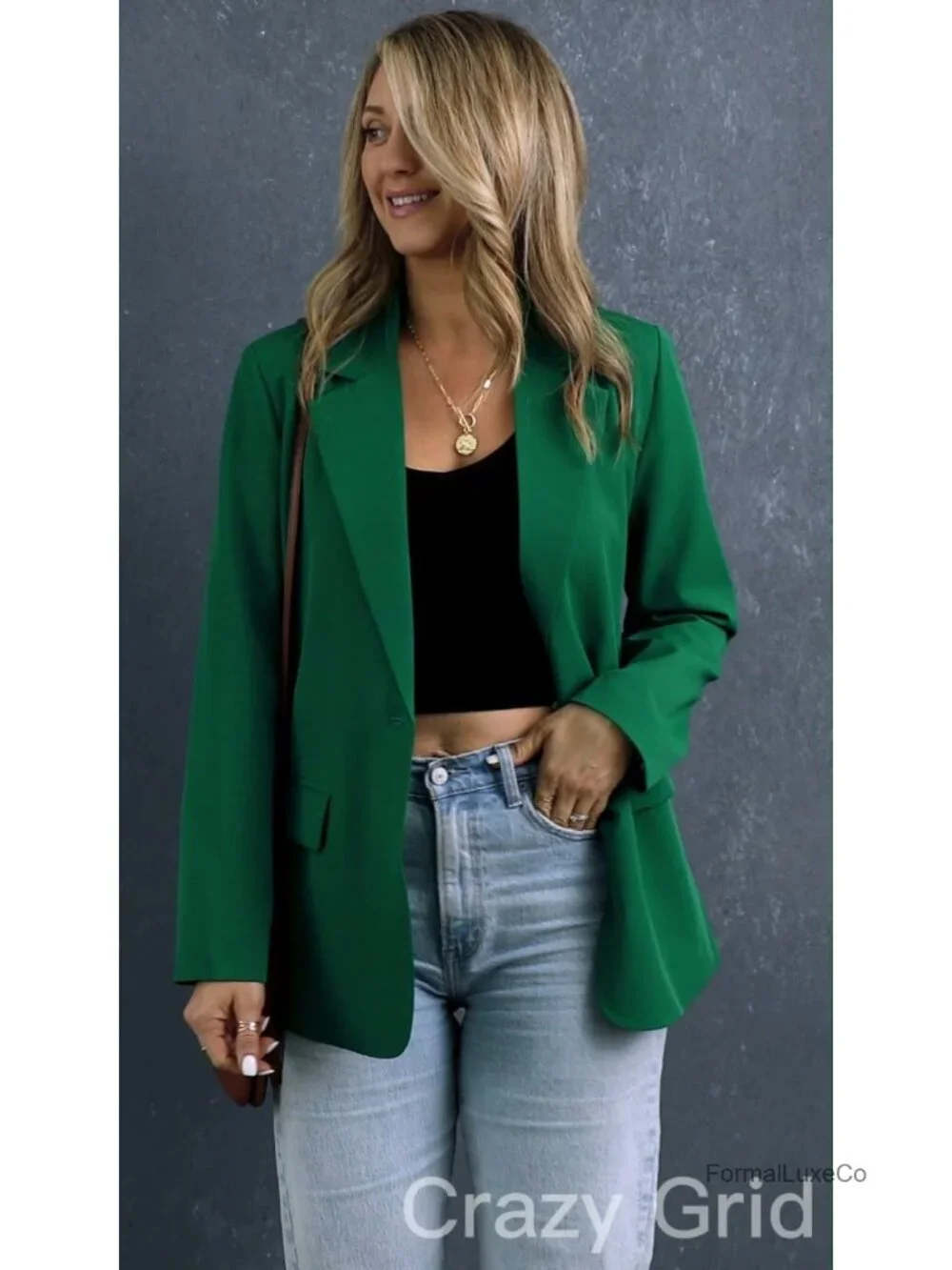Women's Casual Blazer Jacket Long Sleeve Open Front Notch Lapel Button Flap